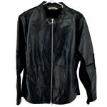 Peter Nygard Nygard Collection Moto Leather Jacket Rider Knitted Zip Up High Neck Black 3X Photo 0