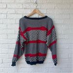 Vintage Inner Visions by Ship n Shore Red Black and White Knit Pullover Sweater Photo 2