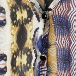 Everly ‎ Dress Medium Multi Print Shift Knee Length Sheer Tribal Geometric Boho Photo 2