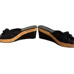 Donald Pliner VTG. Y2K  BLACK BOW TIE WEDGE SANDALS SIZE 10‎ 1/2 NEW. Photo 5