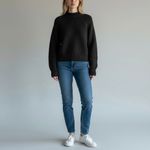 Good American  Black Crew Neck Sweater Size Small Heavyweight Knit Photo 8