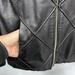 Vintage Mossimo Black Quilted Leather S Jacket Diamond pattern zip up red lining Photo 8