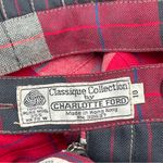 Vtg Charlotte Ford Sz 10 Pleated Skirt Plaid Wool Reversible Midi Academia Red Photo 4