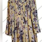 J.Jill  butter yellow blouse with purple flowers. Photo 0