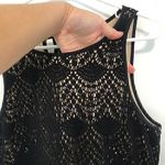 Loft ANN TAYLOR Black Beige Crochet Sleeveless Tie Bow Back Cotton Shift Dress 6 Photo 5