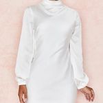House Of CB 'Raye' Ivory Backless Draped Satin Mini Dress Photo 3