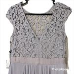 Adrianna Papell  4 silver short sleeve lace stretch tule gown wedding bridesmaids Photo 2