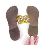 Tory Burch Yellow Pink Geometric Print Patent Leather Miller Sandals Size 8 Photo 6