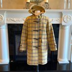 Yellow Brown Plaid Winter Coat Hooded Womens Photo 3