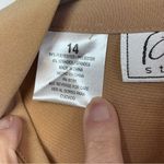 Kathy Che Stretch e Brown Button Up Tab Sleeve Military style Top size 14 Tan Photo 5
