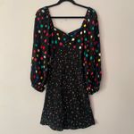 RIXO Target Black Colorful Polkadot Puff Sleeve Long Sleeve Mini Dress Women's 2 Photo 1