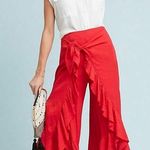 Anthropologie Feather Bone Red Wide Leg Pants Photo 0