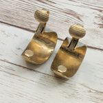 Vintage Clip On Earrings Mustard Yellow Elongated Hoops Photo 6