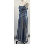 Vintage Y2k Iridescent Fairy Princess Gown Beaded Neckline Maxi Blue Gray XS Photo 2