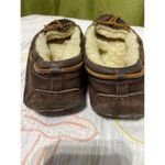 UGG  Australia Womens Sheepskin Moccasin Slippers Size 9 Brown Suede & Wool Lined Photo 3
