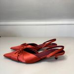 ZARA  Satin Kitten Heel Slingback Women's Size EU 36 Orange Photo 5