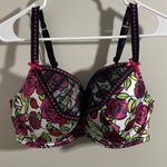 Cacique  Floral Lace Bra - Pink, Black, and Green Photo 0