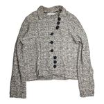 Vtg 1990s Willow Ivory Black Textured Cotton Offset Button Blazer Jacket XL Photo 0