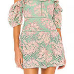 Lovers + Friends  Green Floral Lace Square Neck Mini Dress XS Photo 0