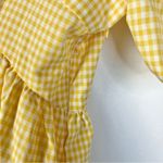 SheIn Yellow & White Gingham Plaid Peplum Short Sleeve Blouse XS Photo 3