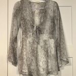 Altar'd State Romper Snakeskin Print Tie Front Long Sleeve XS Photo 0