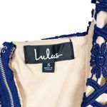 Lulus Navy Blue Crochet Overlay Ruffle Hem Dress Sz S Photo 5