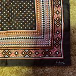 Vintage Echo Silk Scarf Geometric Diamond Print Brown Rust Square Photo 1