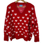 CeCe Red Heart Sweater Sz Small V-Neck Cute Valentine's Day Comfy Knit Pullover Photo 0