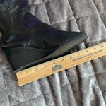 Jack Rogers Black Leather Knee-High Wedge Boots Scalloped Back Zipper Closure 5 Photo 9