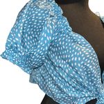 Frederick's of Hollywood Rockabilly Style Vintage Light Blue Tie-Front Blouse Photo 2