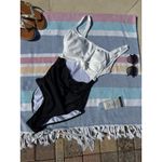 NWT, Eomenie, One Piece Bathing Suit, Black and White, Size S Photo 5