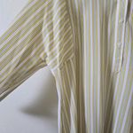 Talbots Yellow Stripe Pop Over Long Sleeve Blouse Mandarin Collar Size Large Photo 1