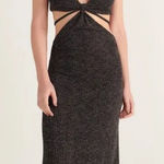 Peixoto Oliver crochet maxi open back black metallic Anthropologie Photo 0