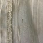 Buttons Vintage Button Up Jacquard Blouse L White Heart  V Neck Lace Long Sleeves Photo 2