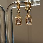 Swavorski Swarovski Crystal Hoop Earrings With Dangle Rectangular Photo 1