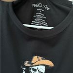 Smoking Cowboy Skull Ribbed Hamdmade Tshirt Black Size L Photo 2