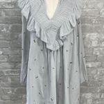 ZARA Light Blue Daisy Floral Embroidered Ruffle Photo 1