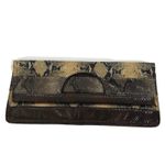 Nine West Vtg Y2K  Faux Leather Snakeskin Clutch Purse Fold Over Envelope Handbag Photo 6