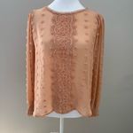 Blu Pepper  Anthropologie chiffon crochet flowy boho top salmon neutral sheer Photo 2