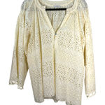 Motel Rocks  Cream Eyelet Lace Long Sleeve Tunic Blouse Size Medium Photo 0