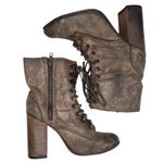 Freebird by Steven Size 9 Holis Boots Leather Heeled Zip Lace Up Brown Women's Photo 1