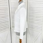 AKS Amy K Su Tencel Shirt Sheer Crop Button Front Pintuck Check White Small Photo 1