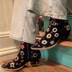 Free People  Bowers Embroidered Ankle Boots Black Suede Size 38.5 Photo 0