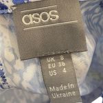 ASOS  DESIGN High neck twist front Blue &  White snake draped Dress Size 4 Photo 3