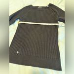 Ralph Lauren LRL Lauren Jeans Co. Medium Black Ribbed Cotton Sweater, Crew Neck. Zip Neckline Photo 3