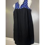 Old Navy  Dress Womens Large Black Blue Embroidered Sleeveless Boho Linen Blend Photo 3