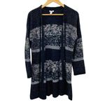 Chico's  Dark Academia Cardigan‎ Sweater sz 1 Medium Black Metallic Silver Wool Photo 1