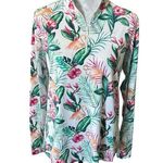 Ibkul Womens Long Sleeve Golf Top Shirt Tennis Flamingo Print UPF 50+ Large White Photo 0