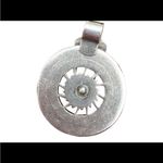 Silver Zodiac Astrological Spinning Wheel Pendant with Blue Stone Photo 1