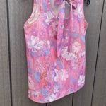 Vintage Floral Polyester Top With Belt Pink Photo 2